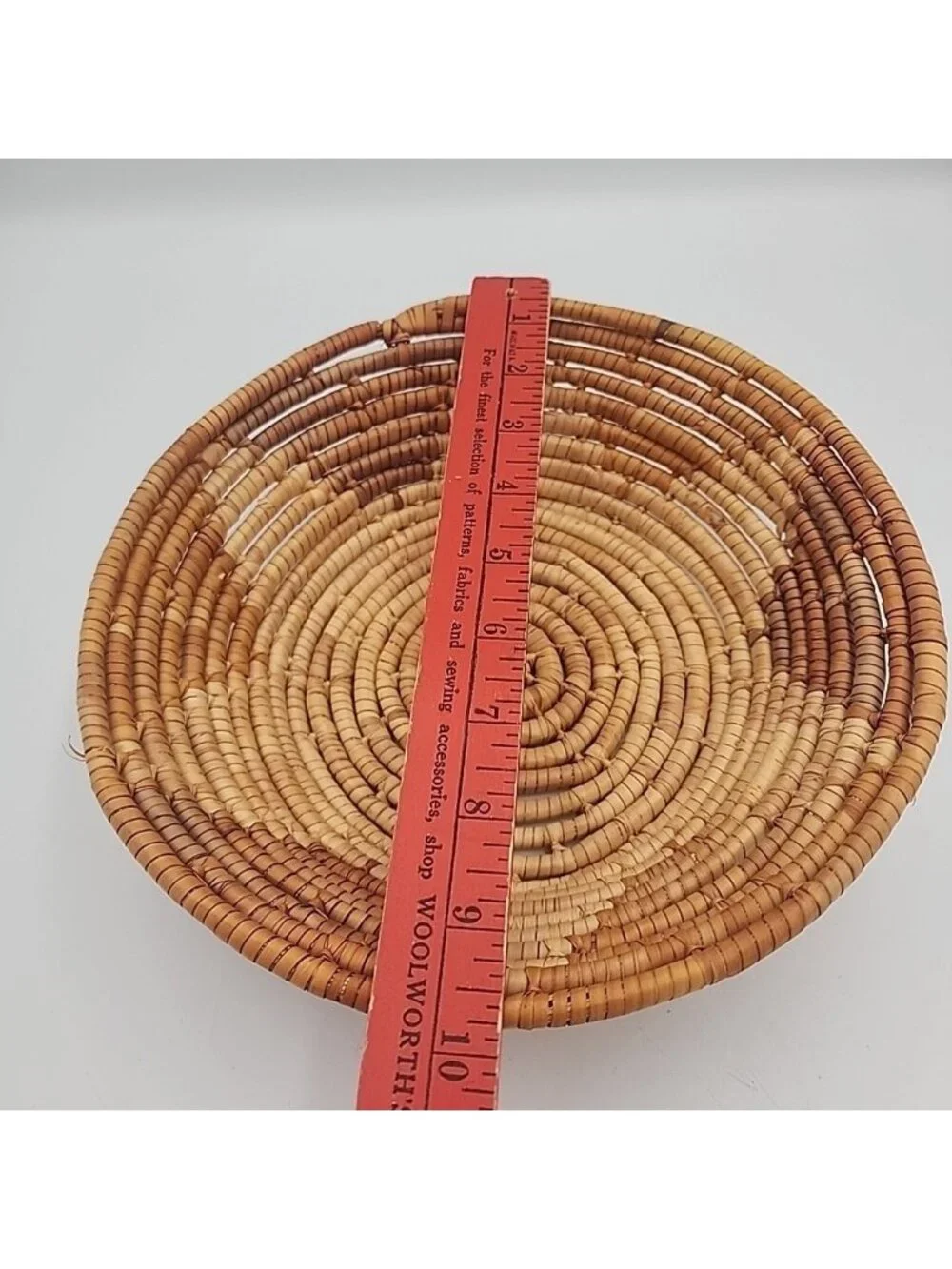 Navajo Basket Handwoven Southwestern Native American 2-Tone w/Star Pattern 10
